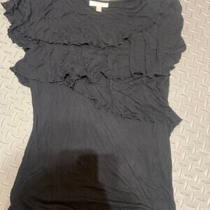 Black ruffle Kenar top casual boho y2k fall